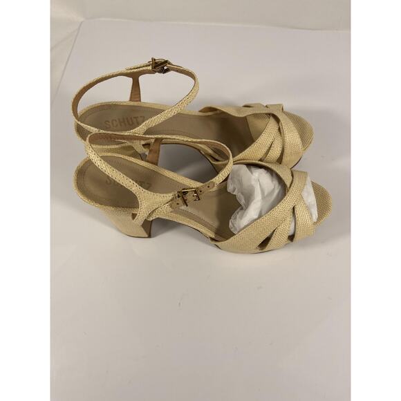 Schutz Keefa Shoes Women's Size 9.5 Natural Raffia Platform Block Heel Sandals - Picture 3 of 11